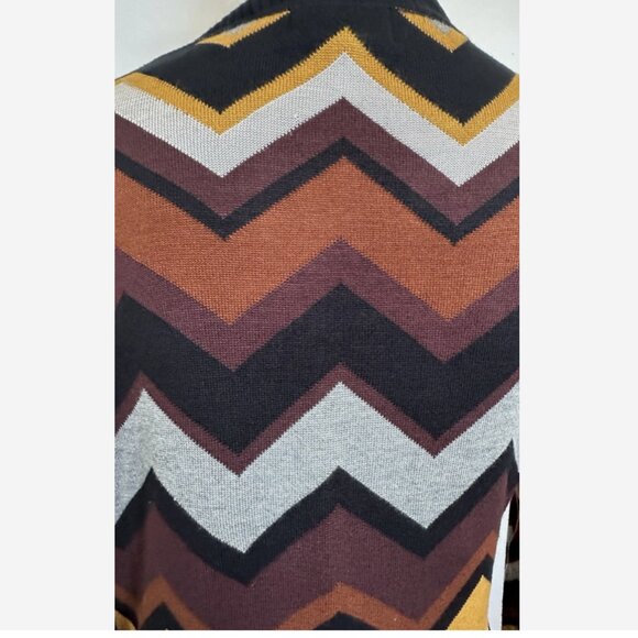 MISSONI Chevron Zig Zag Duster Cardigan Sweater M Brown - Picture 6 of 8